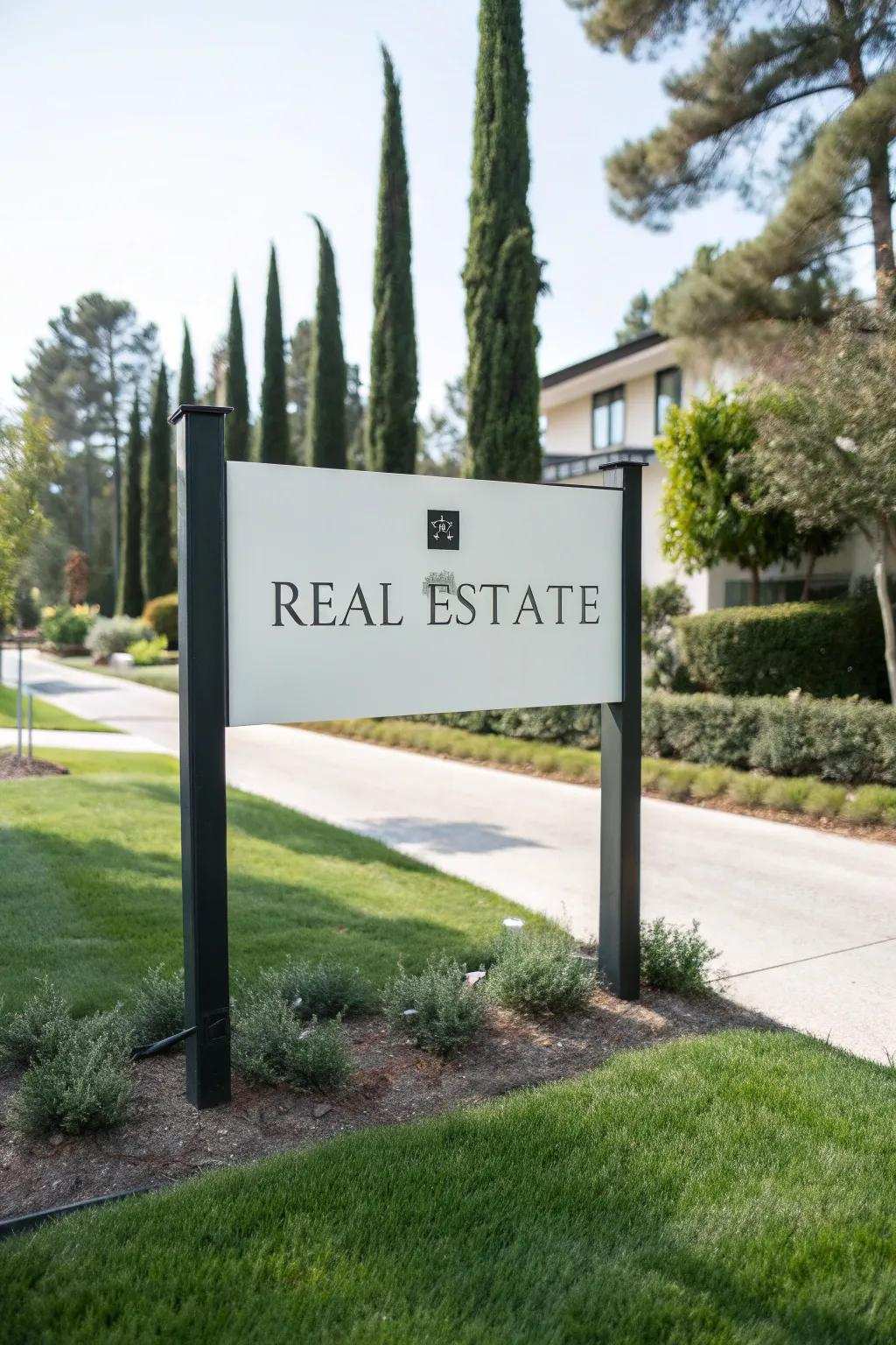 Simplicity meets elegance with minimalist property signs.