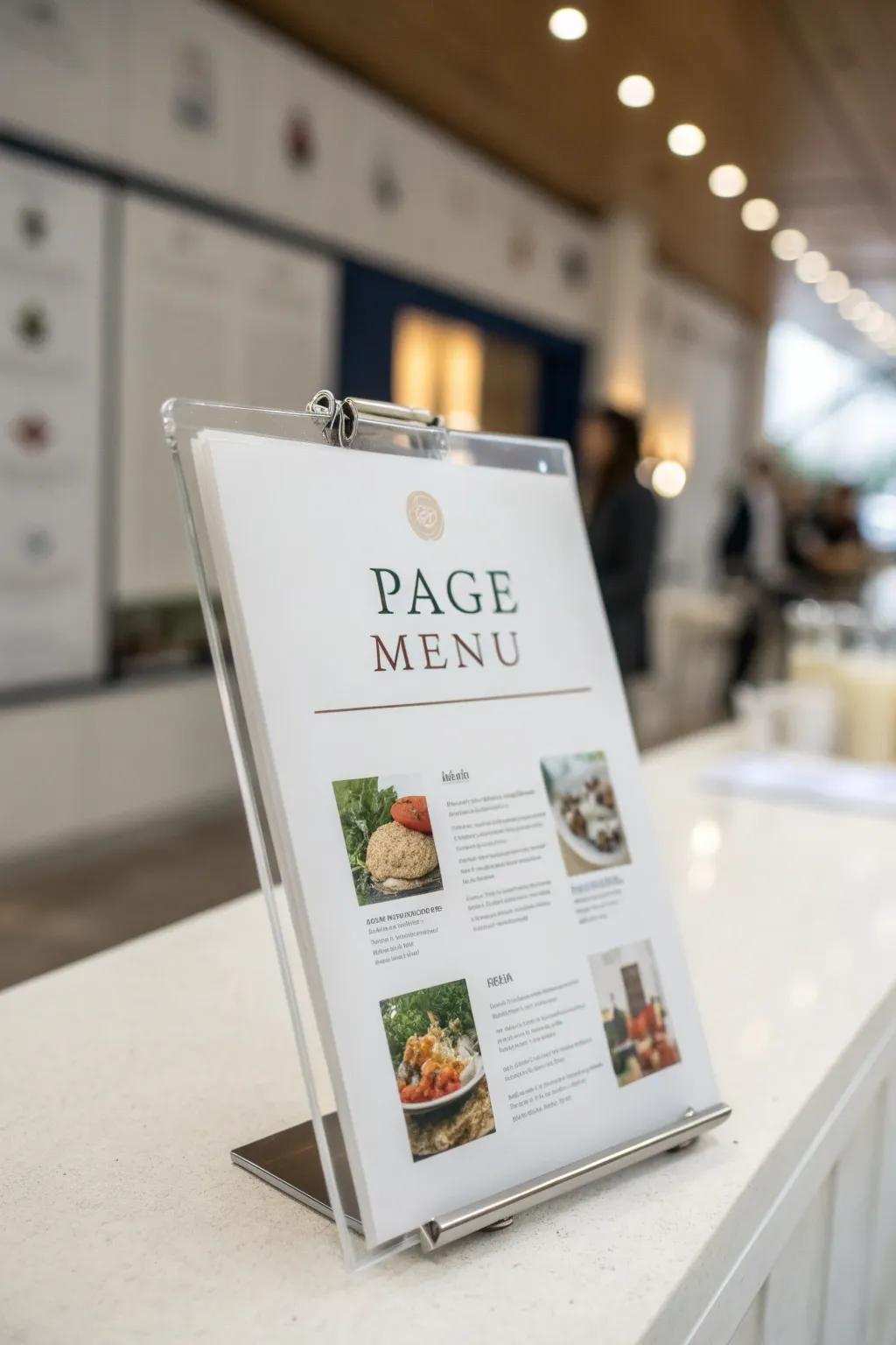 Single-sheet menus offer simplicity and ease of navigation.