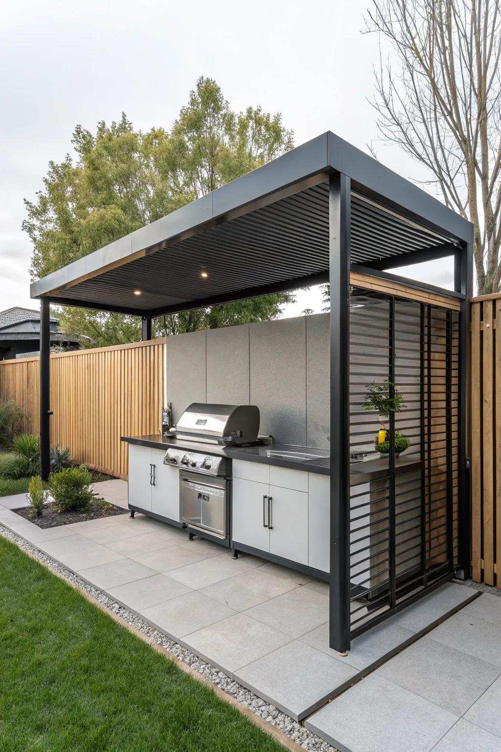 Sleek and sophisticated: a contemporary BBQ structure.