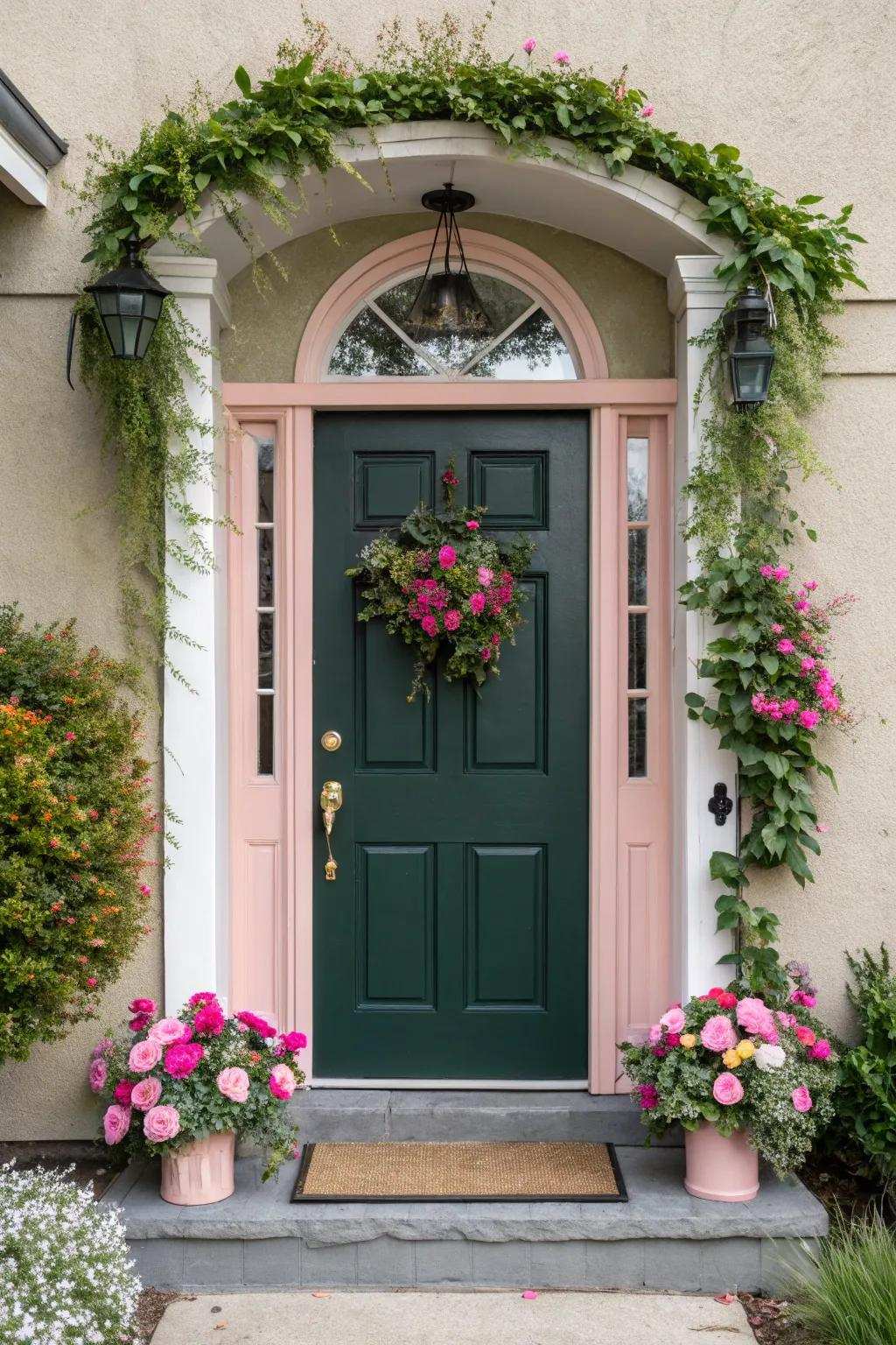 Soft color accents establish a gentle and harmonious entrance scheme.