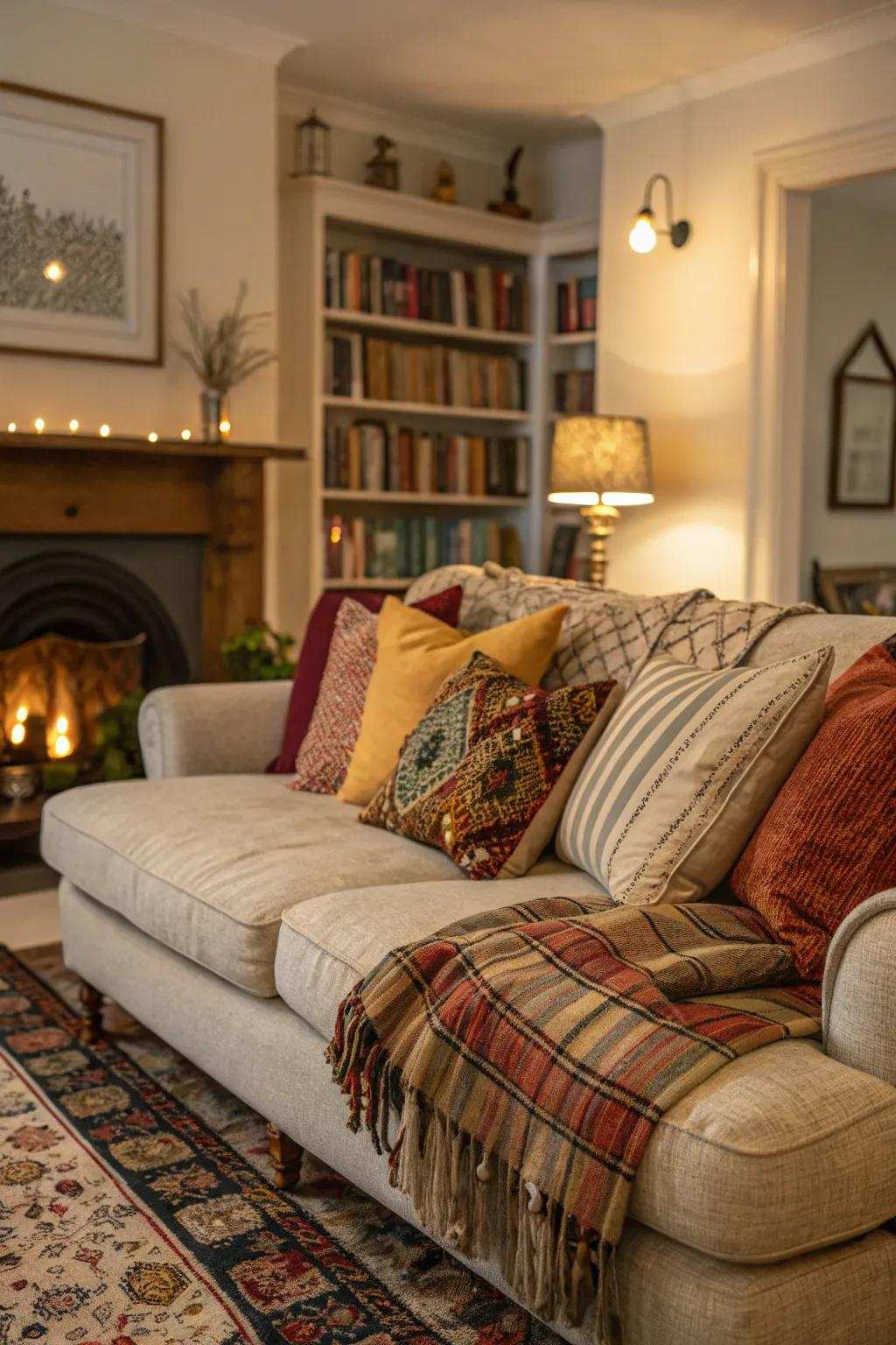 Soft furnishings add comfort and coziness to your country-style living room.