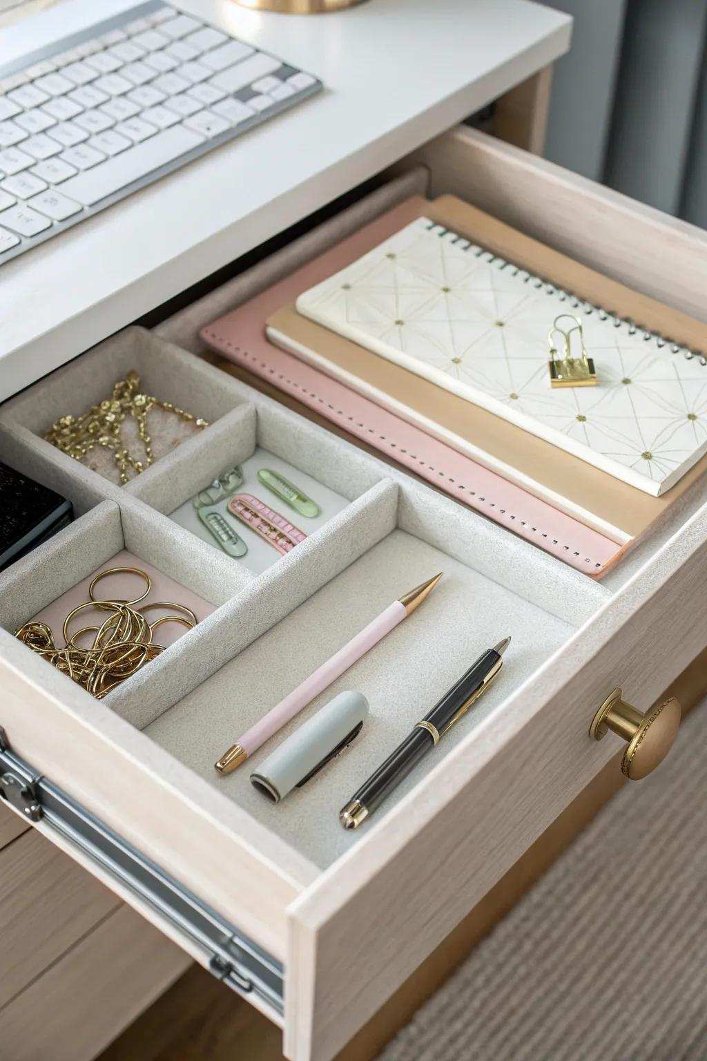 Soft linings safeguard and cushion your drawer contents.