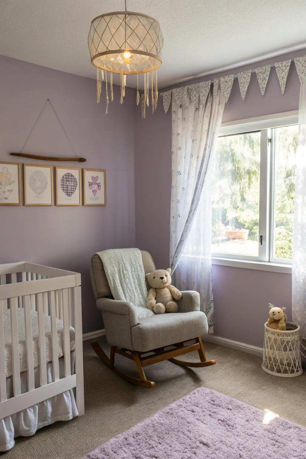 Soft shade walls foster a tranquil ambiance.
