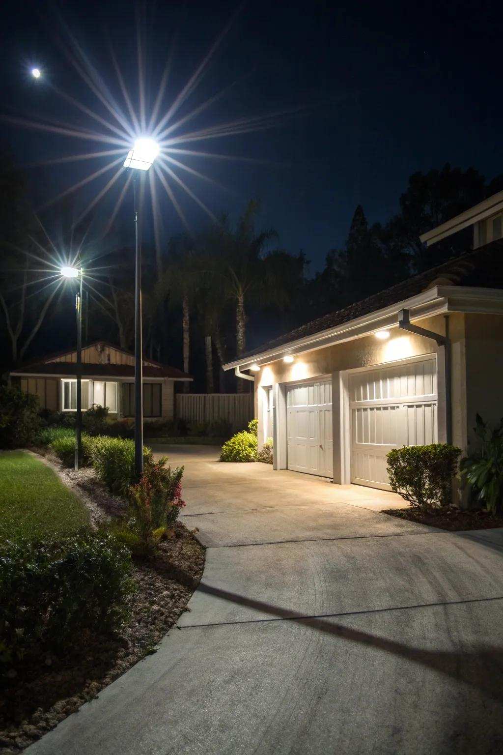 Solar motion detector lights furnish security and tranquility.