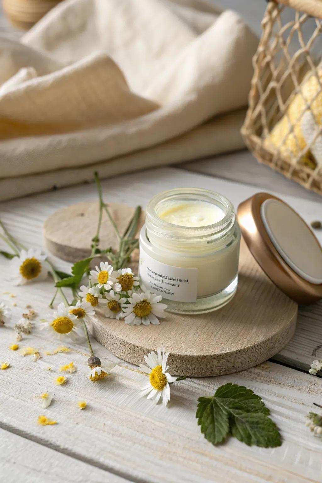 Soothe your lips with the calming aspect of matricaria.