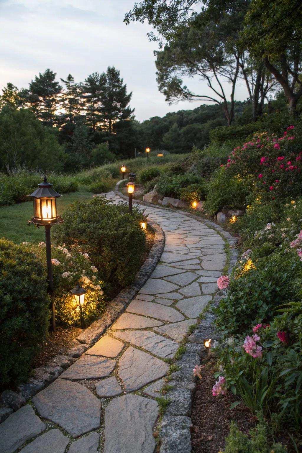 Sophisticated solar trail lights pave the way through your garden.