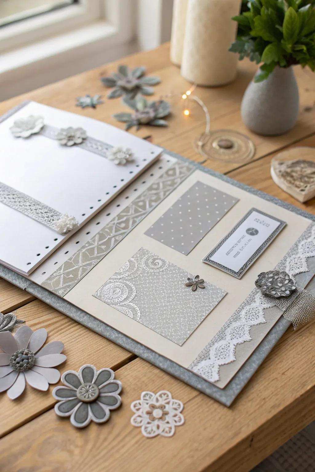 Sophistication in Simplicity: Explore the timeless beauty of single-color scrapbook layouts.