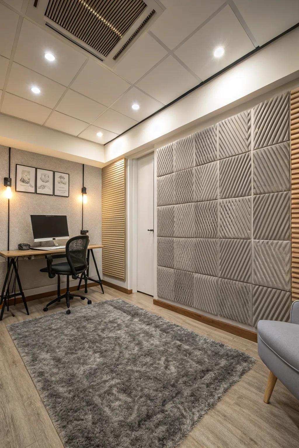 Sound-dampening options establish a quieter and more focused workspace.