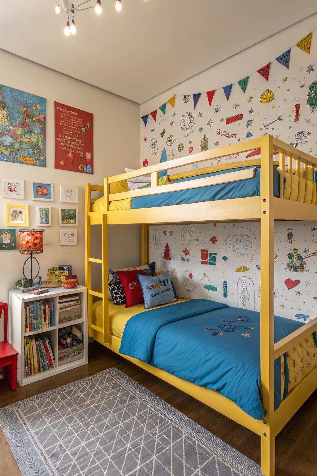 Space-maximizing and playful bunk beds designed for shared sisterly moments.