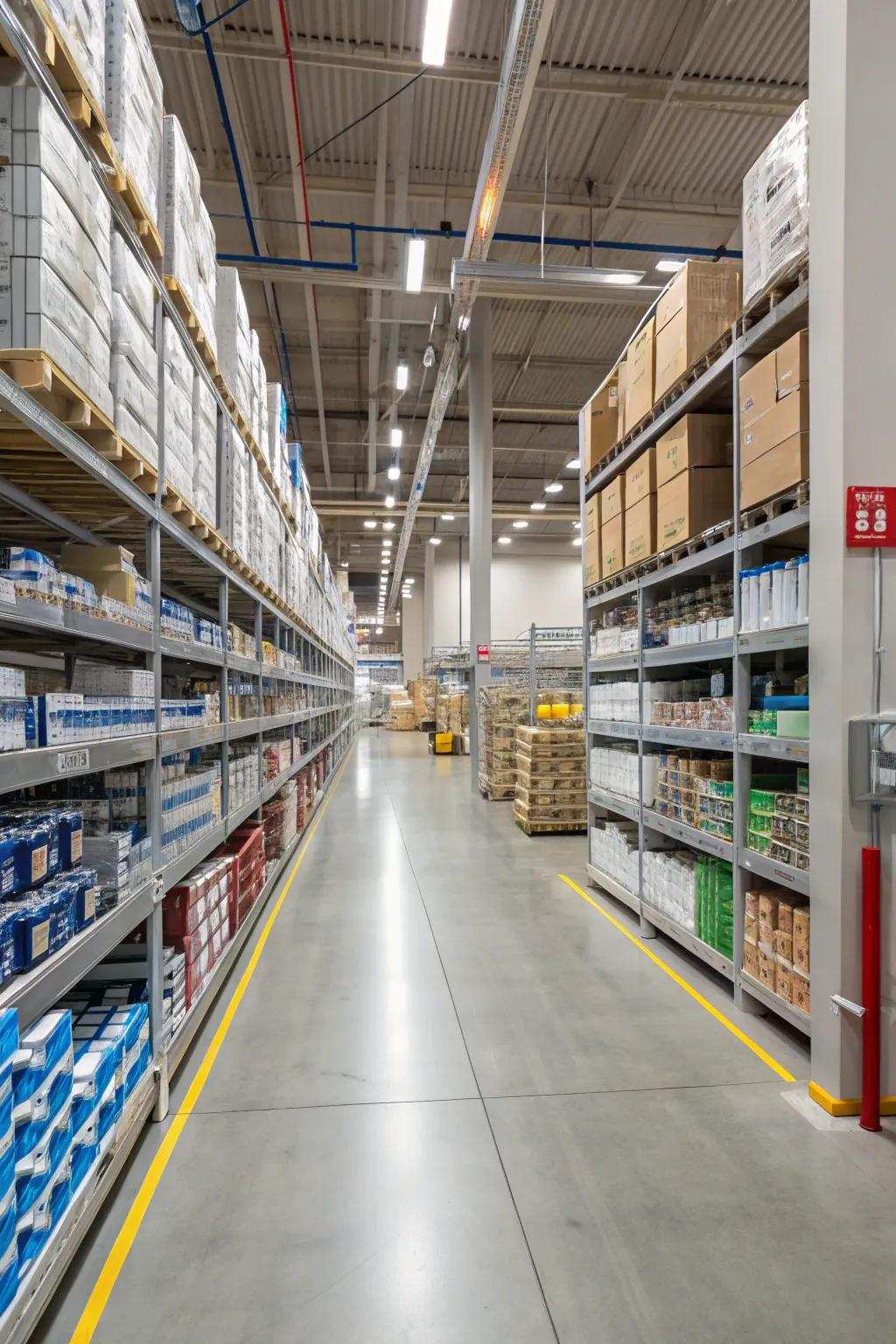 Spacious passageways enhance navigation and operational efficiency.
