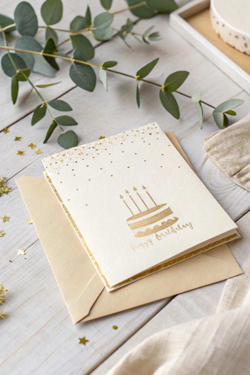 Sparkle with Simplicity: Add a touch of glam to your DIY birthday cards with elegant gold glitter accents.
