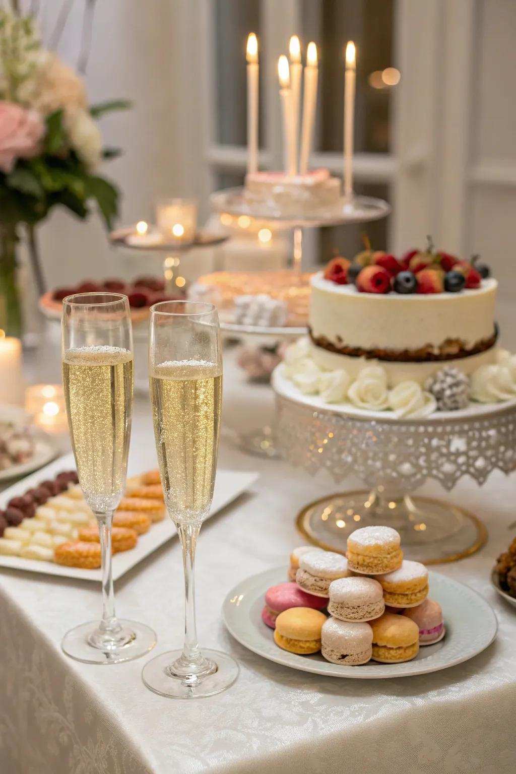 Sparkling wine and desserts for a delightful toast finale.