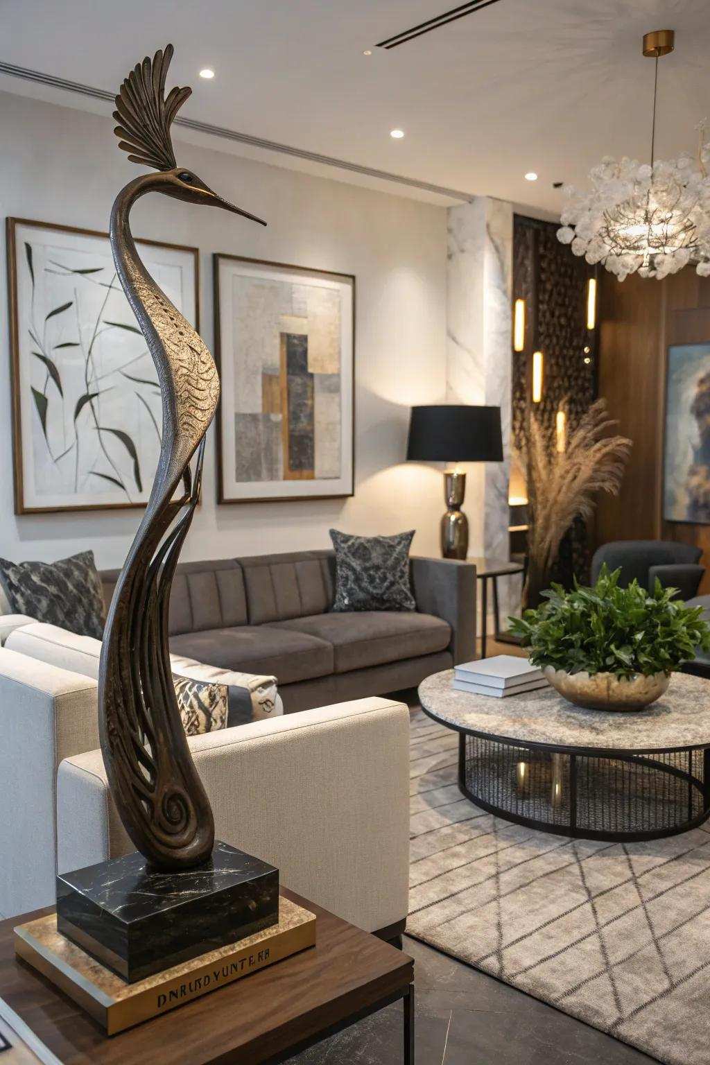 Special art pieces adding a hint of elegance to the living room.