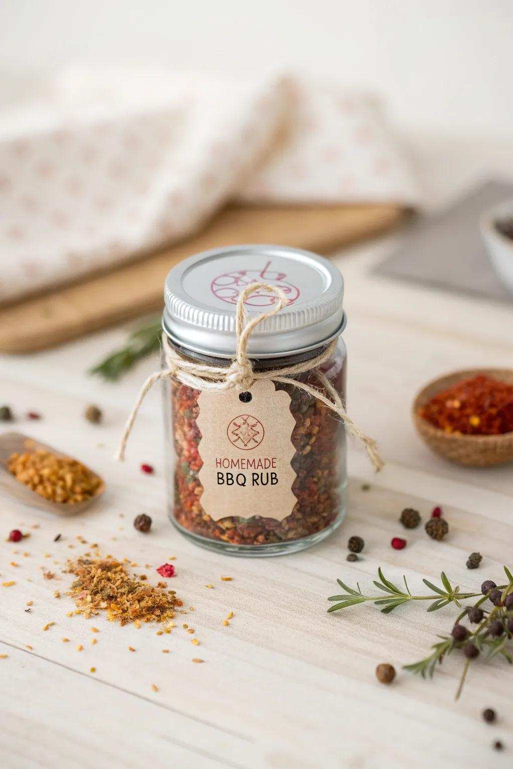 Spice up Dad's grill game with a handcrafted grill seasoning in a beautifully labeled container—simple, personal, and full of flavor!
