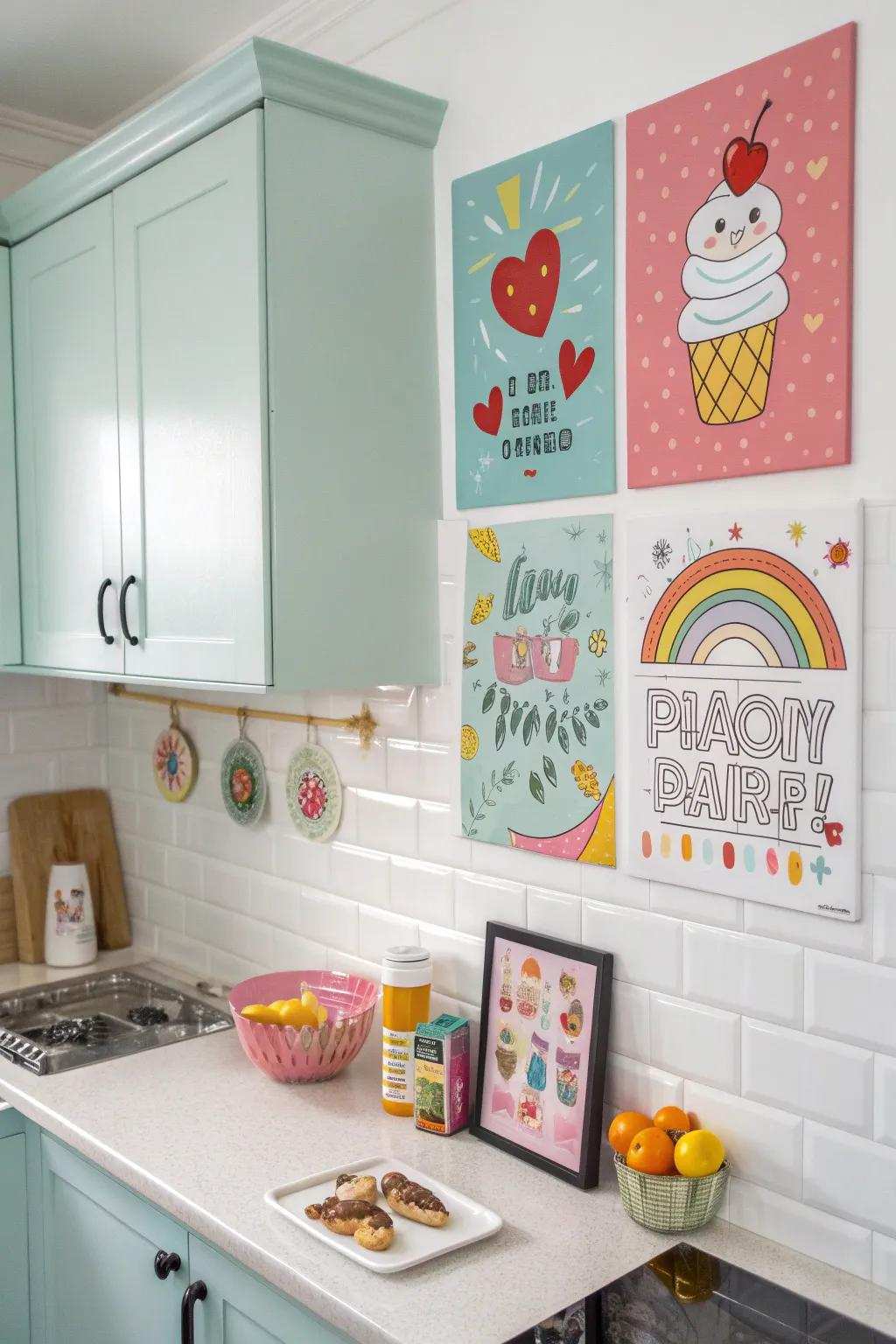Spirited illustration posters to keep your kitchen lively.