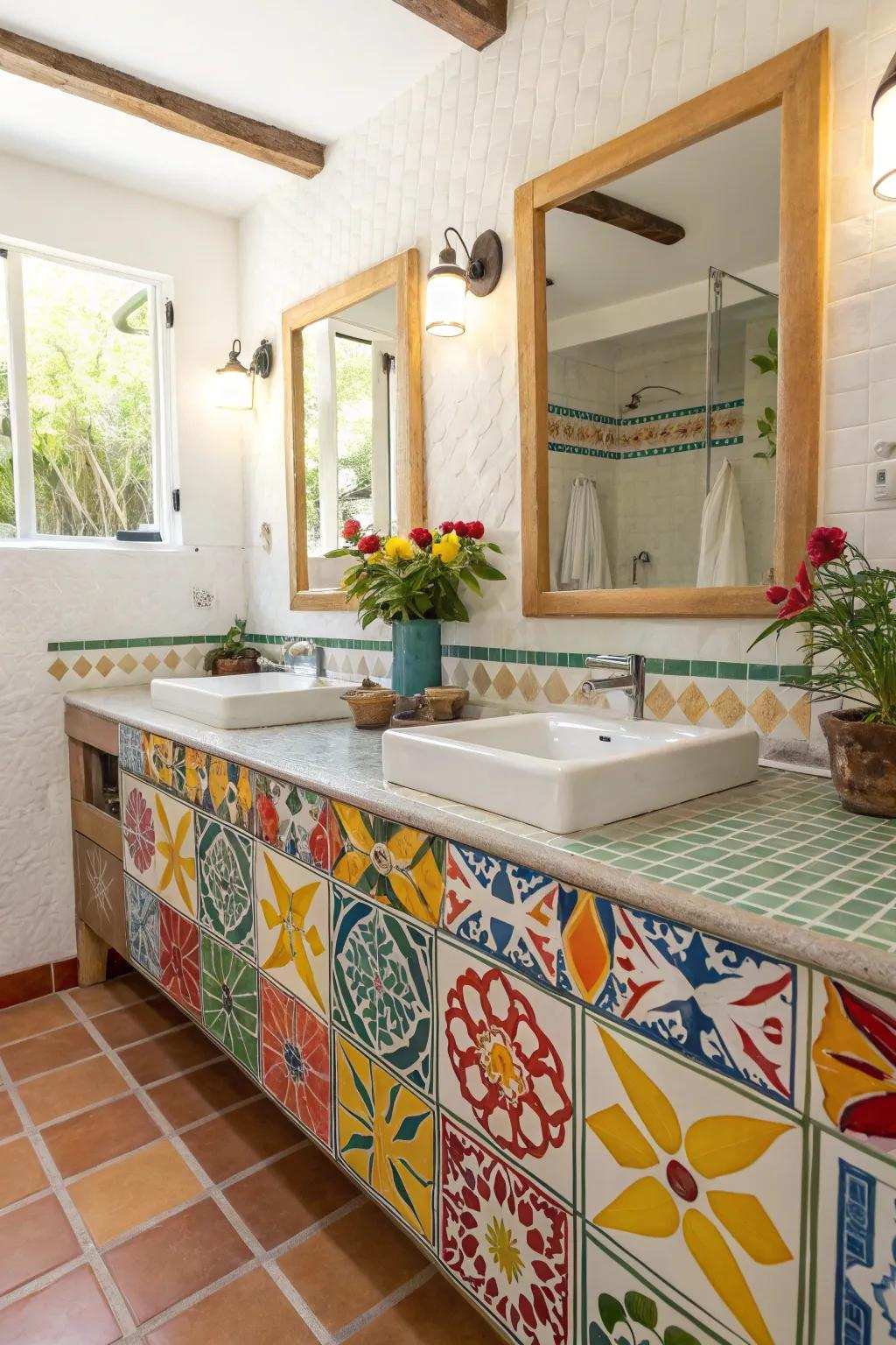 Square countertops allow for creative expression.
