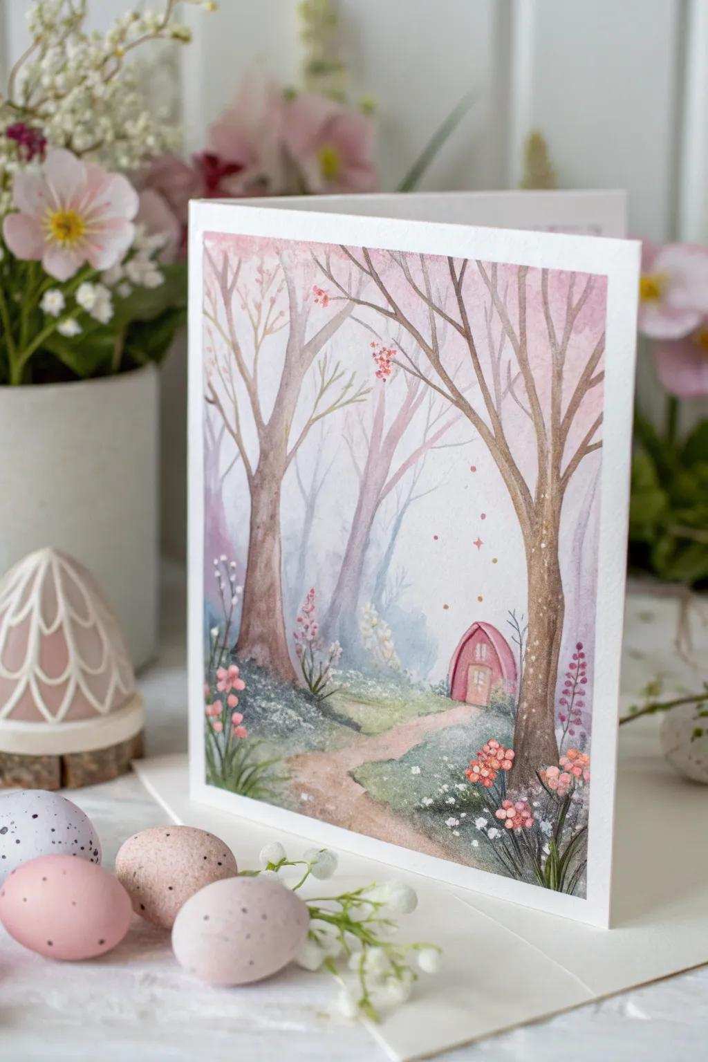 Step into a fantasy Easter realm with this enchanting liquid color card.