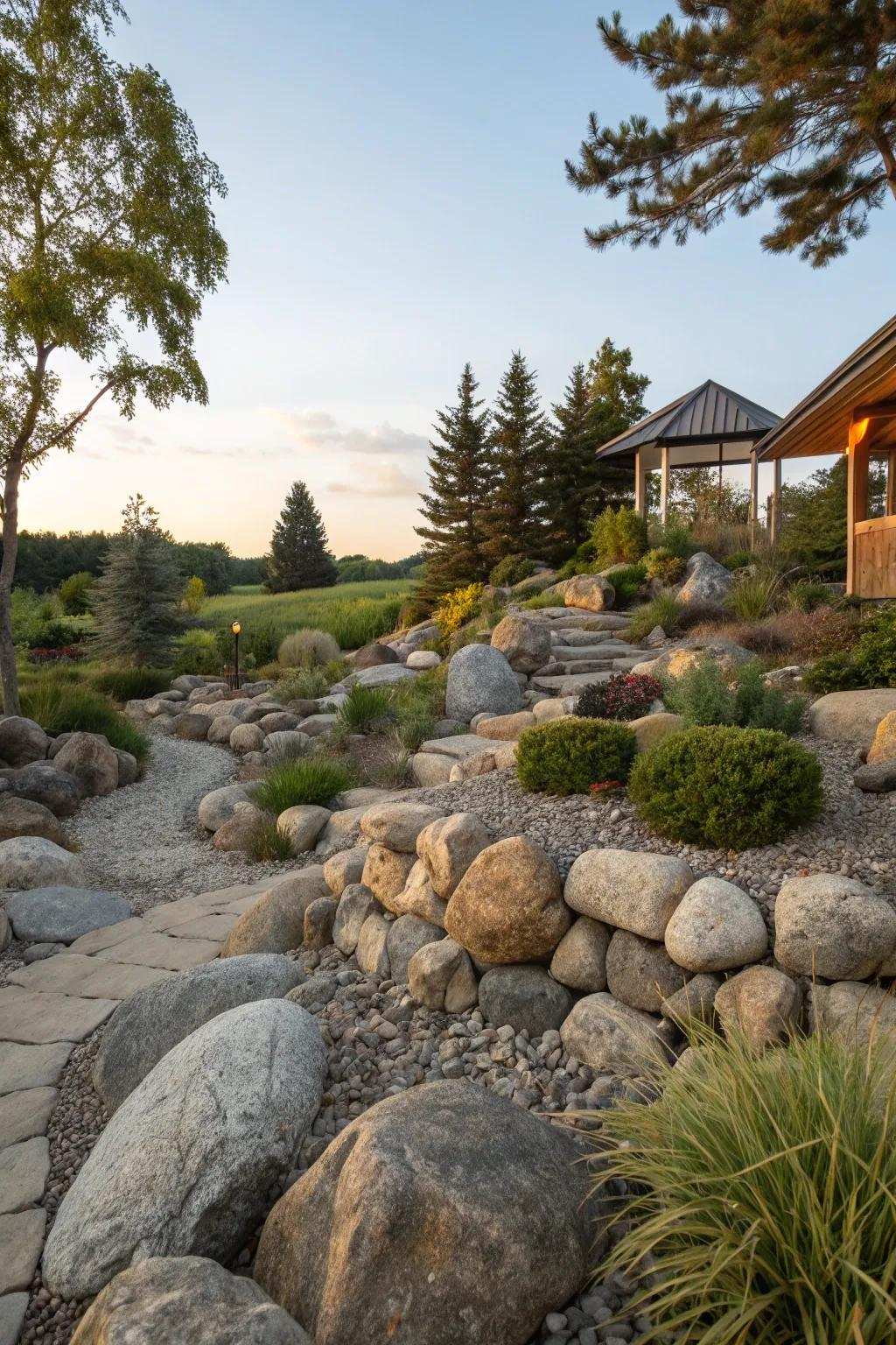 Stones from the local area make a rock garden feel real.