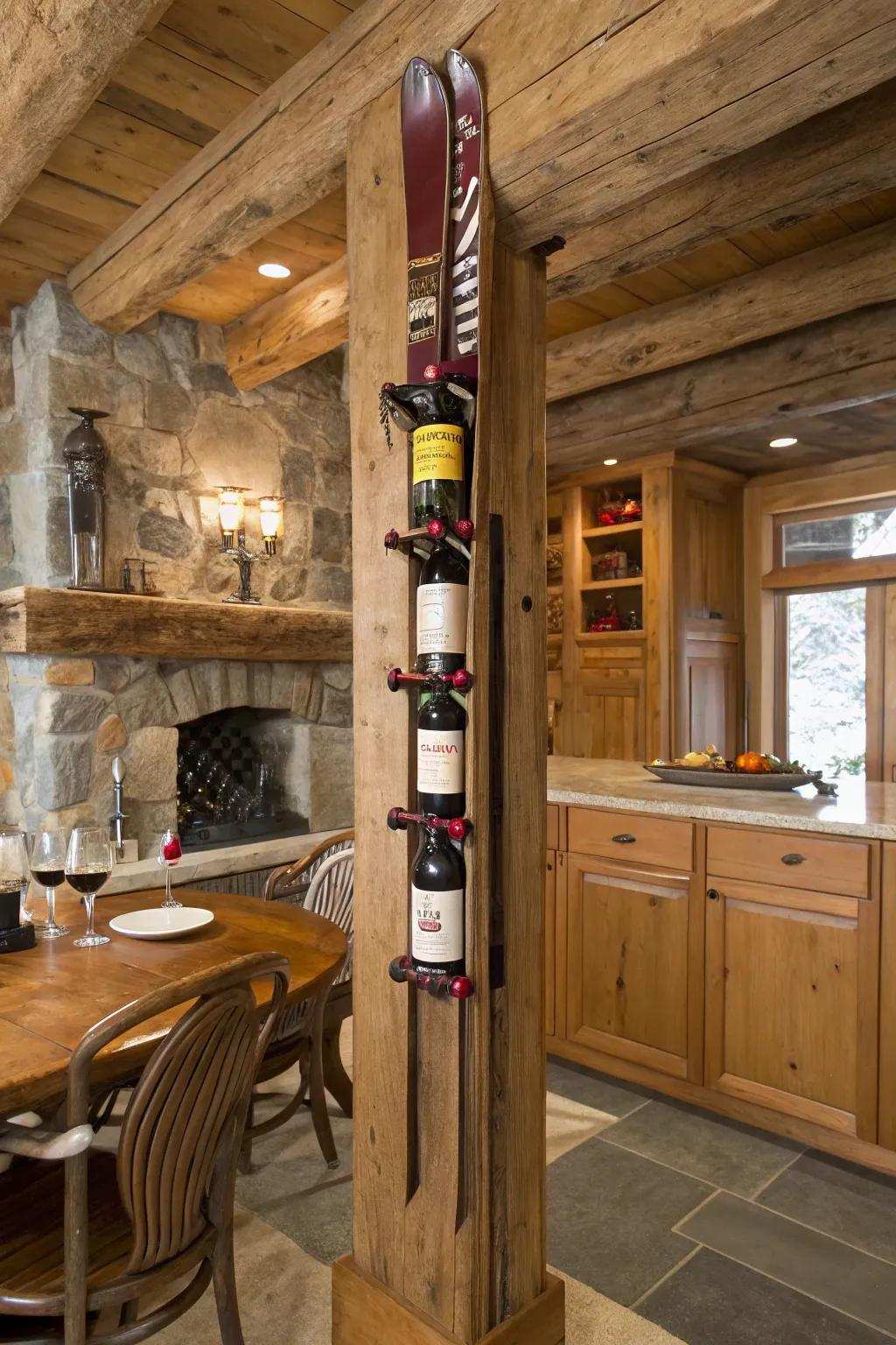 Store your alcohol in style with a ski-themed rack.