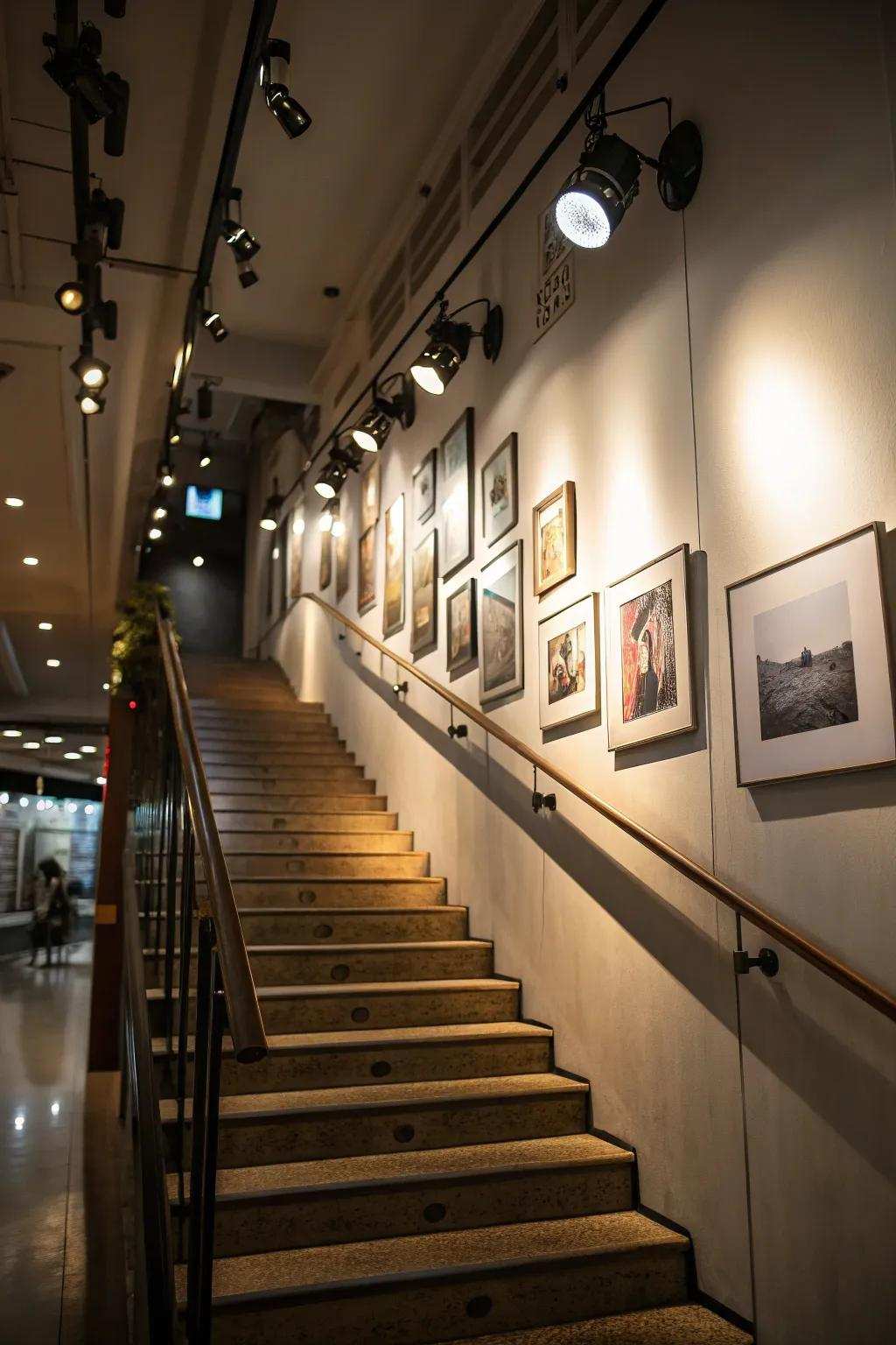 Strategic illumination enhances the display arrangement's impact.