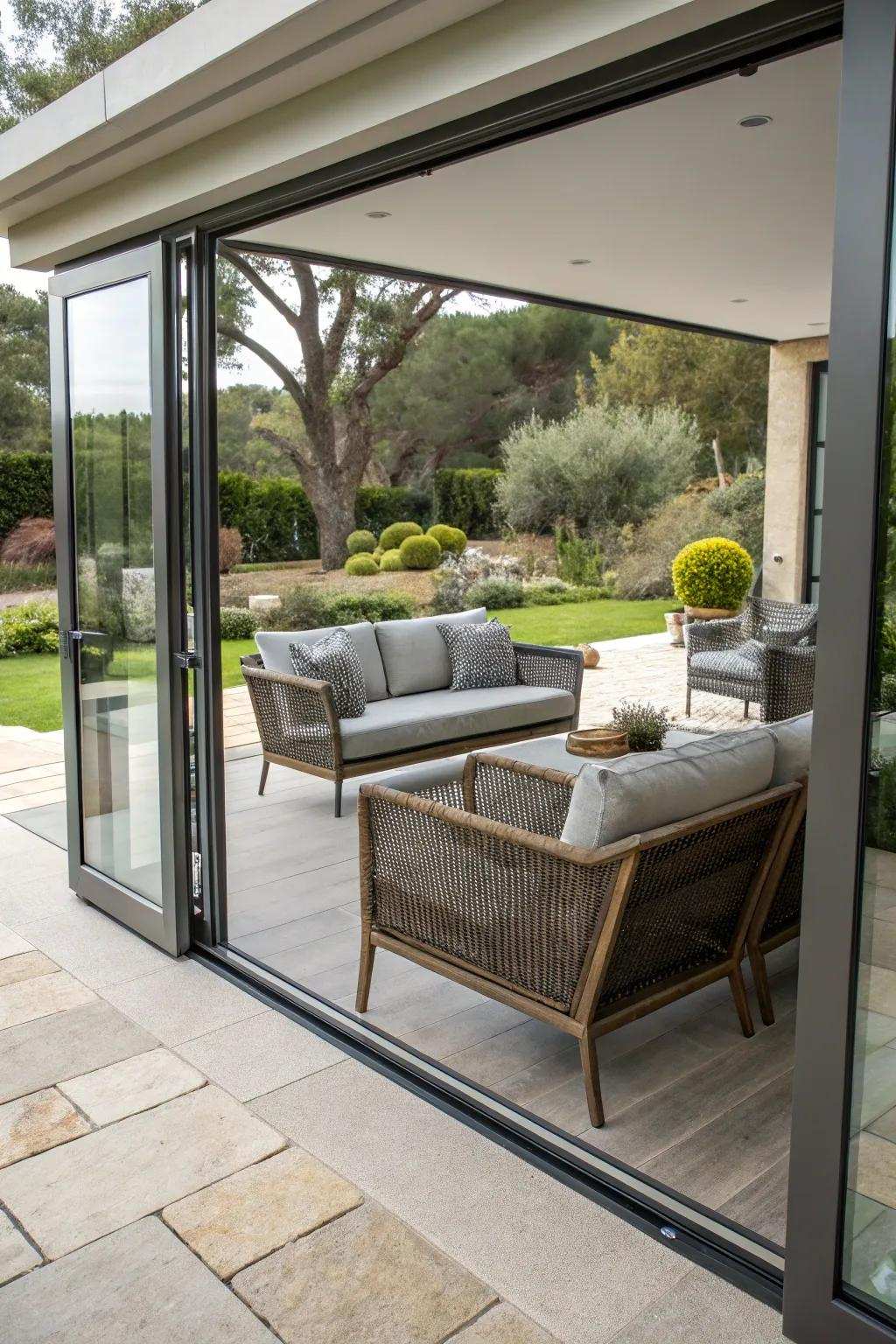 Stylish furniture improving the modern patio feel.