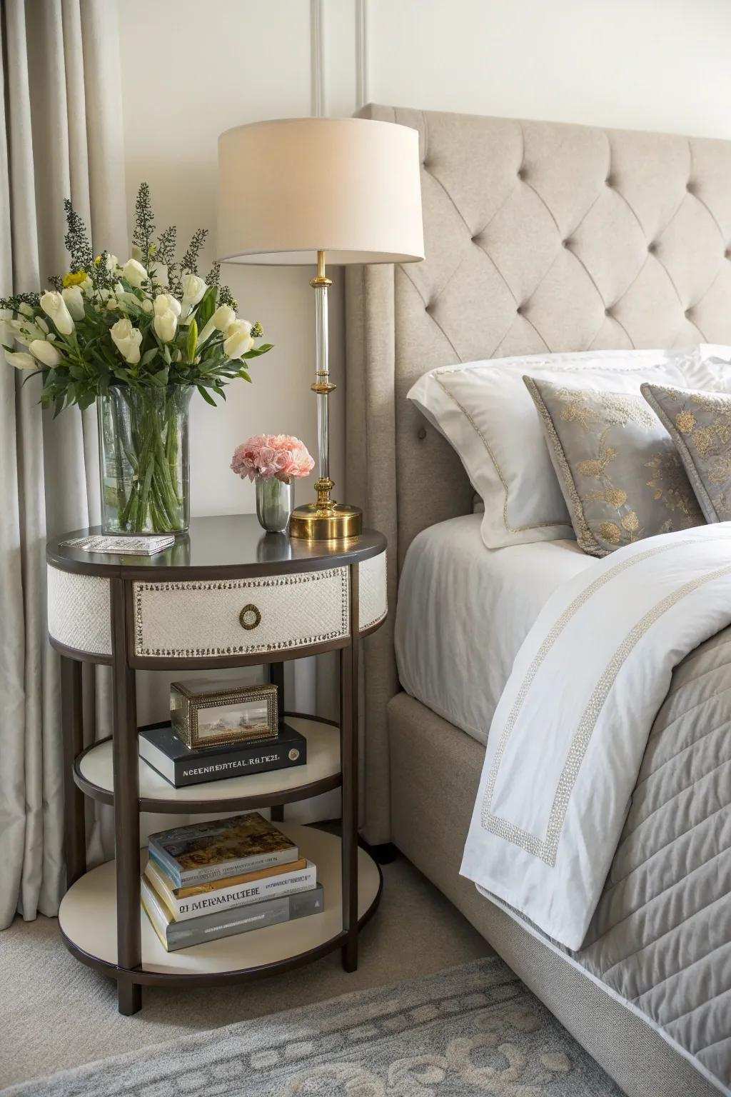 Stylish side tables offer style and function.
