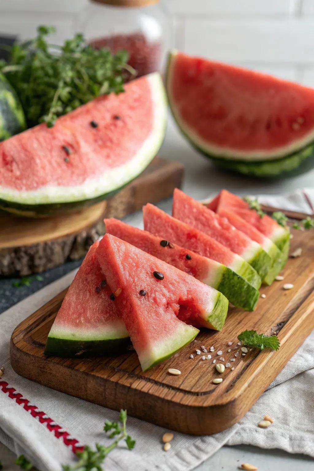 Succulent watermelon provides a refreshing palate cleanser