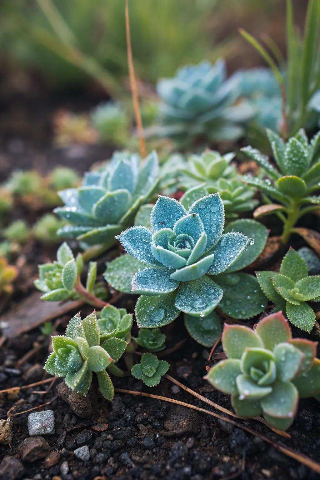 Succulents as surface covers create seamless garden transitions.