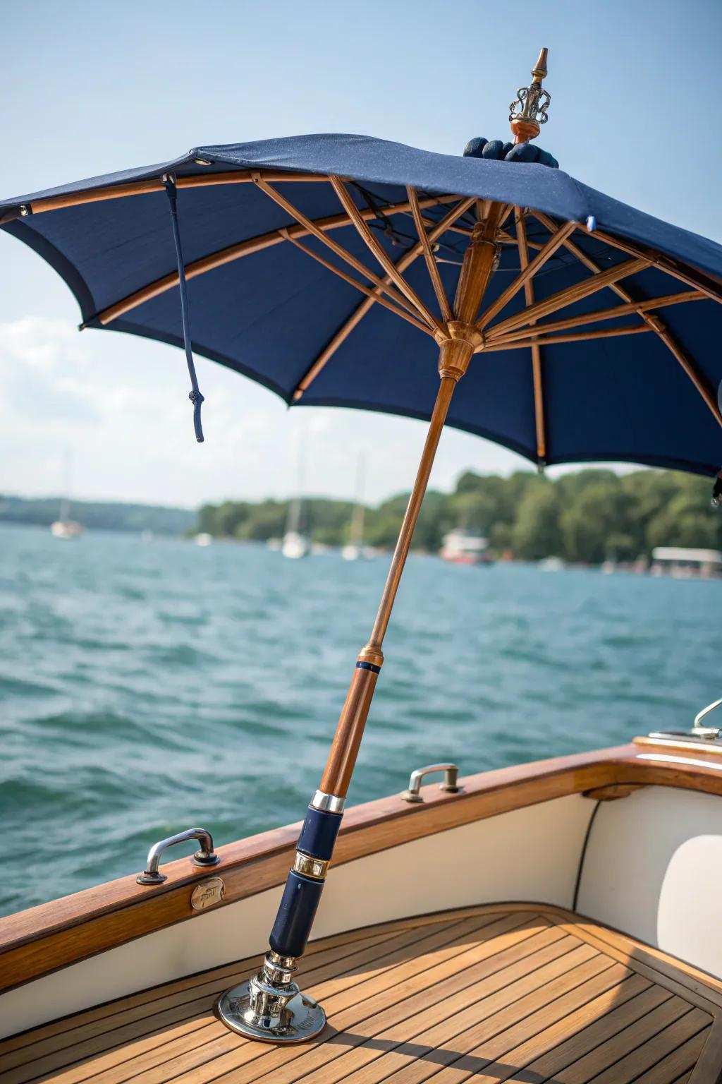 Sun protection that moves: Enhance your boating adventure with a movable outdoor shade crafted for both style and utility.