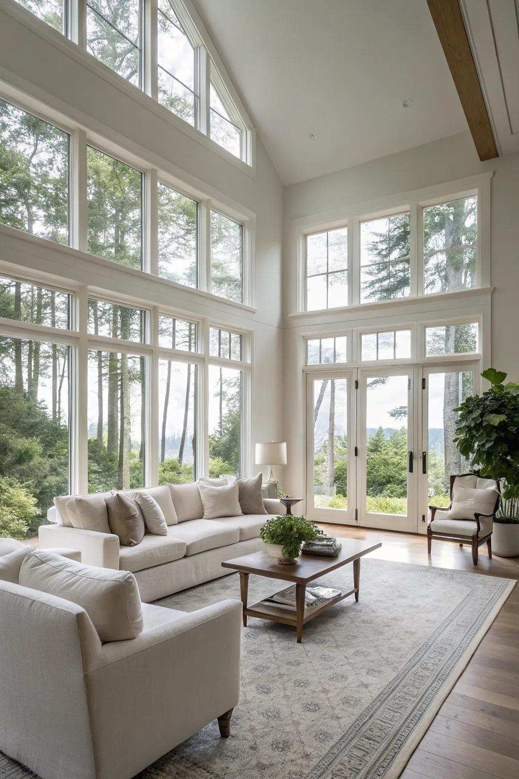 Sunlight bathes this minimalist living space, yielding a cozy and inviting ambiance.