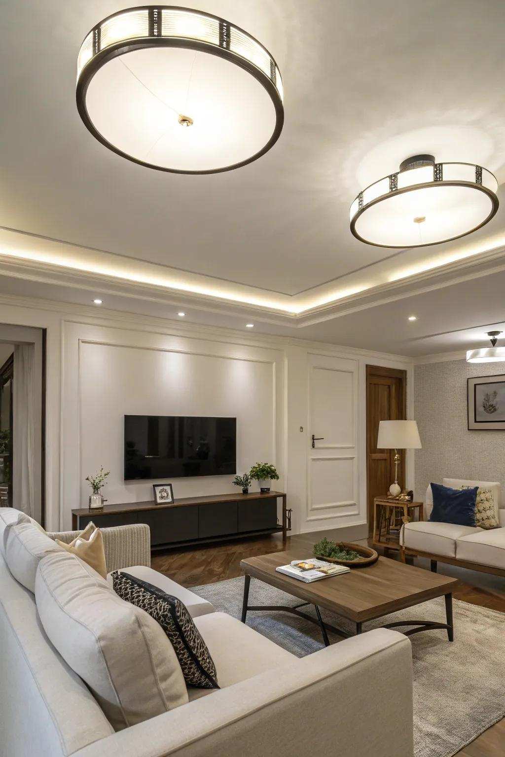 Surface-mount lights offer smooth and minimalist illumination.