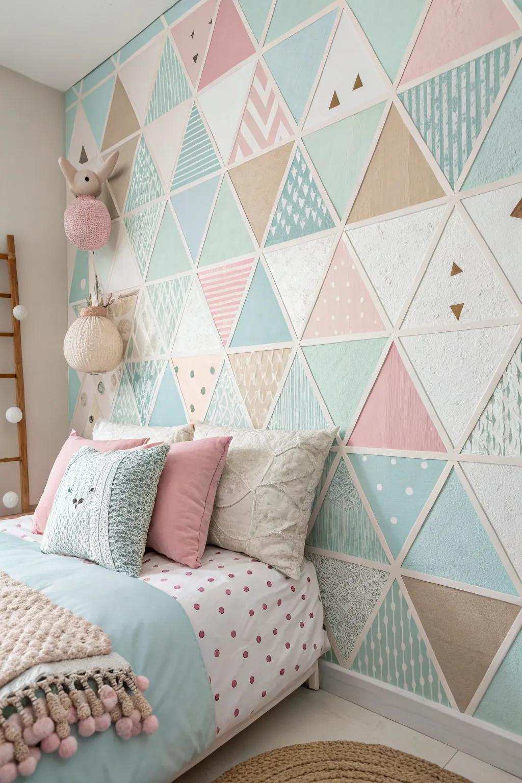 Surfaced geometric designs append dimension to the walls of the quarters.