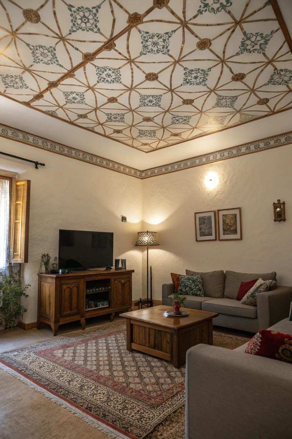 Surprise with a patterned ceiling.