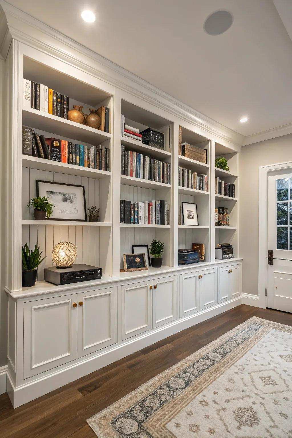 Symmetrical design brings a sense of harmony and order to any bookshelf.