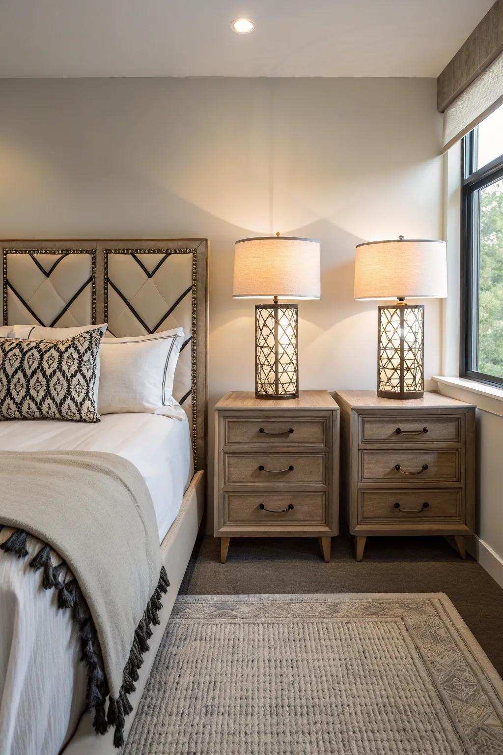 Symmetry brings a sense of balance and peace to your bedroom.