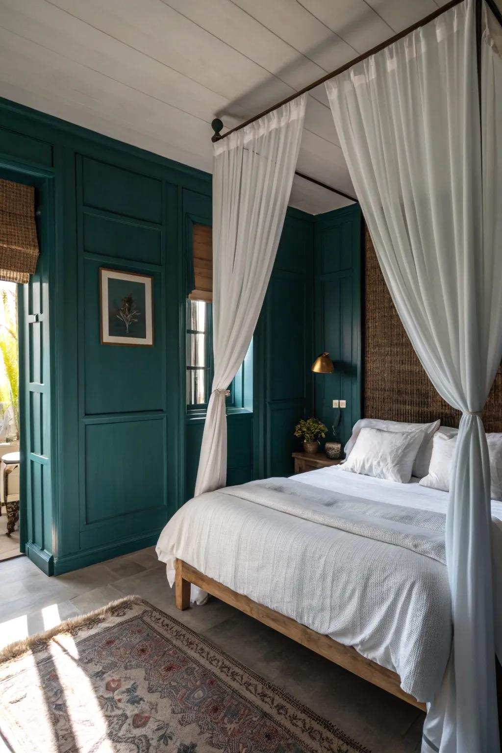 Teal and white cultivate a fresh and eternal vibe.