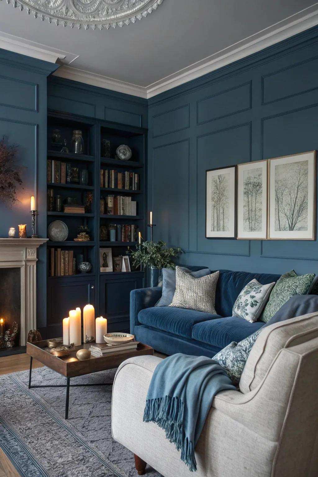 Tempestuous blues elicit tranquility and drama