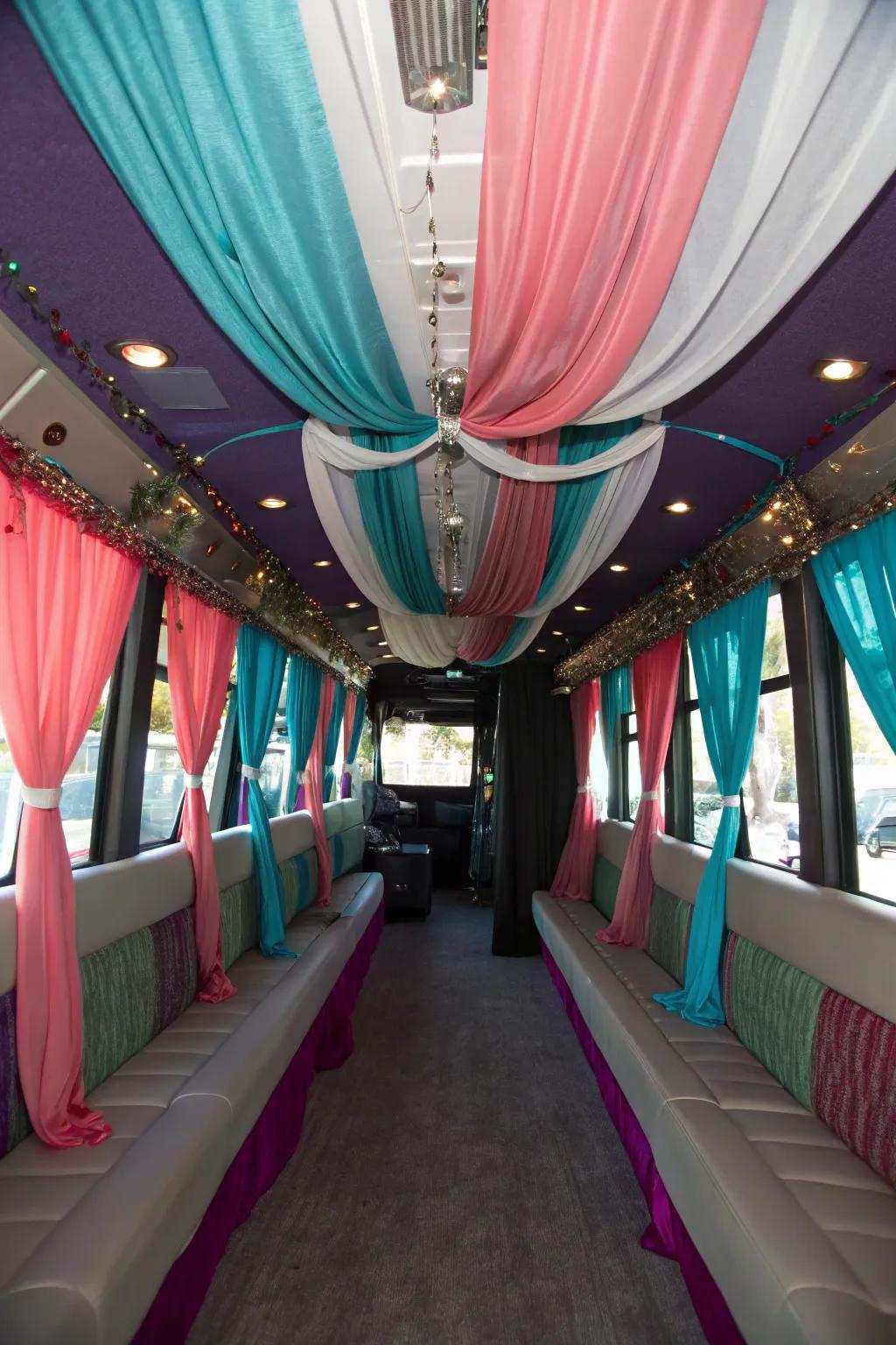 Textile hangings create a luxurious and welcoming atmosphere.
