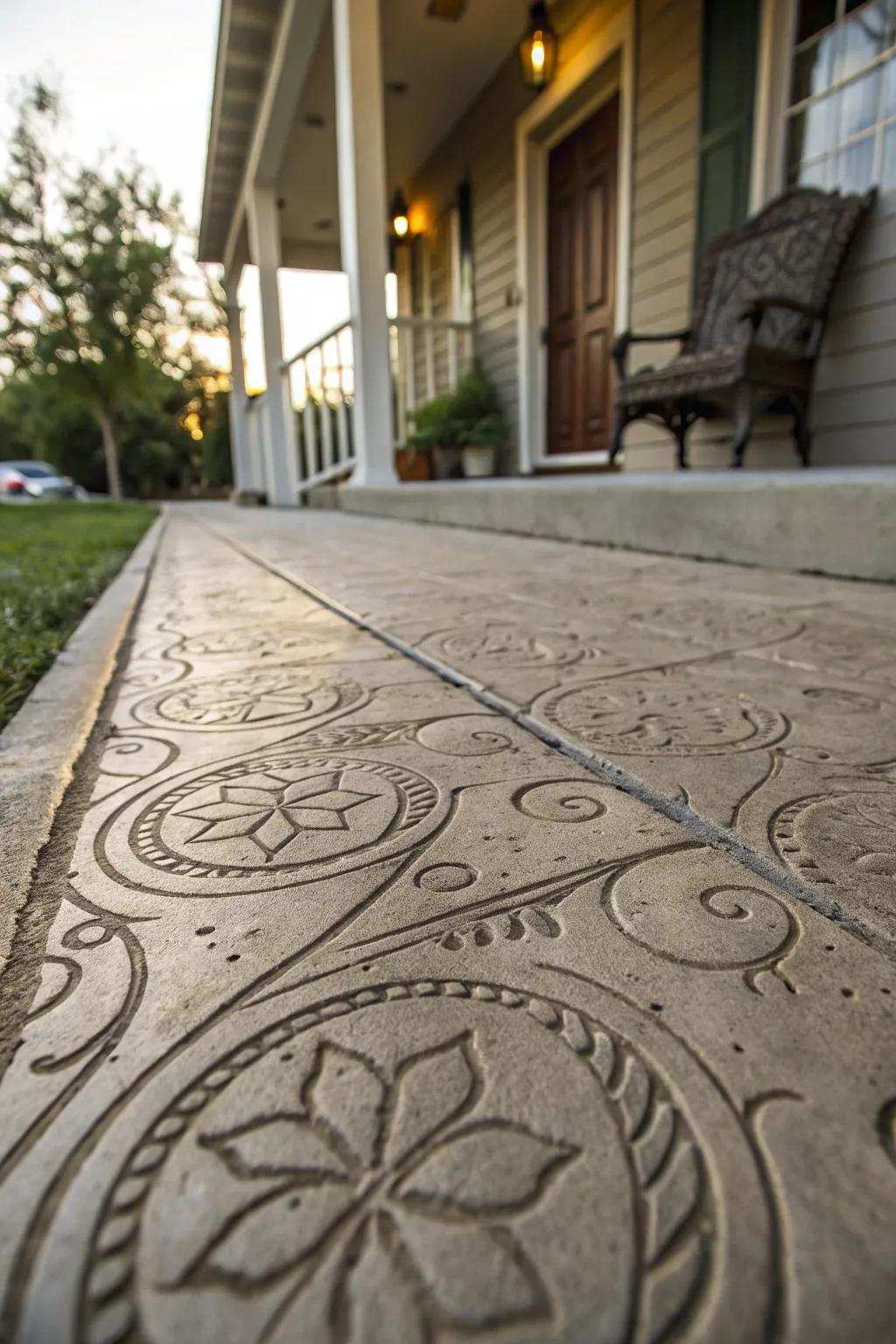 Textured concrete walkways provide a sophisticated touch.