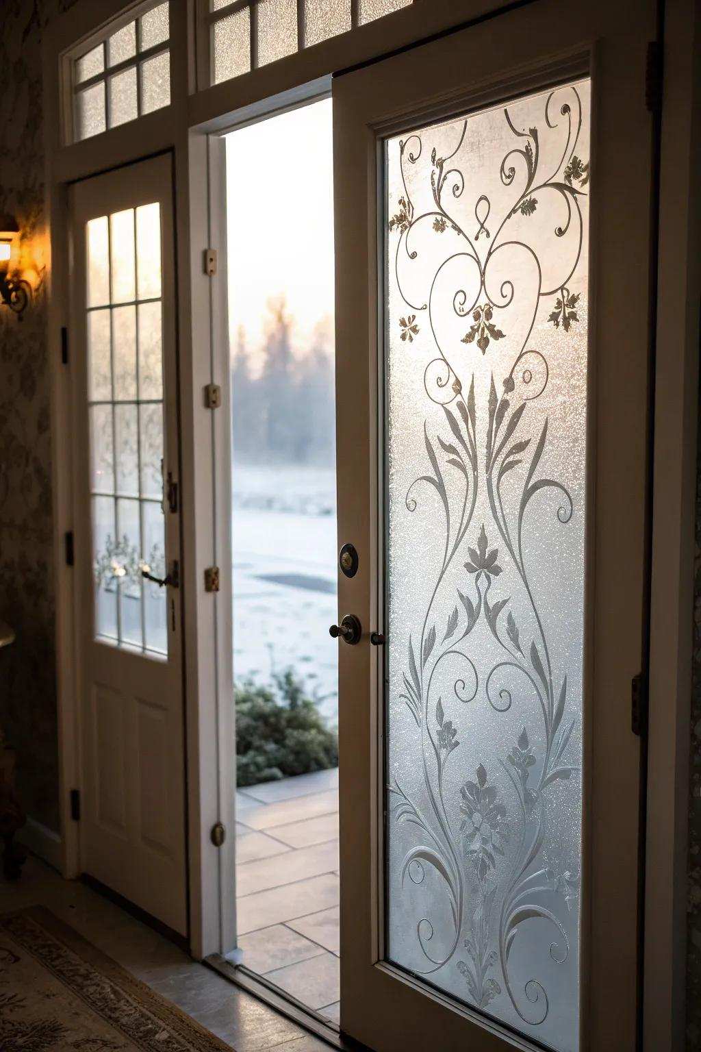 Textured glass ensures privacy without diminishing natural light.