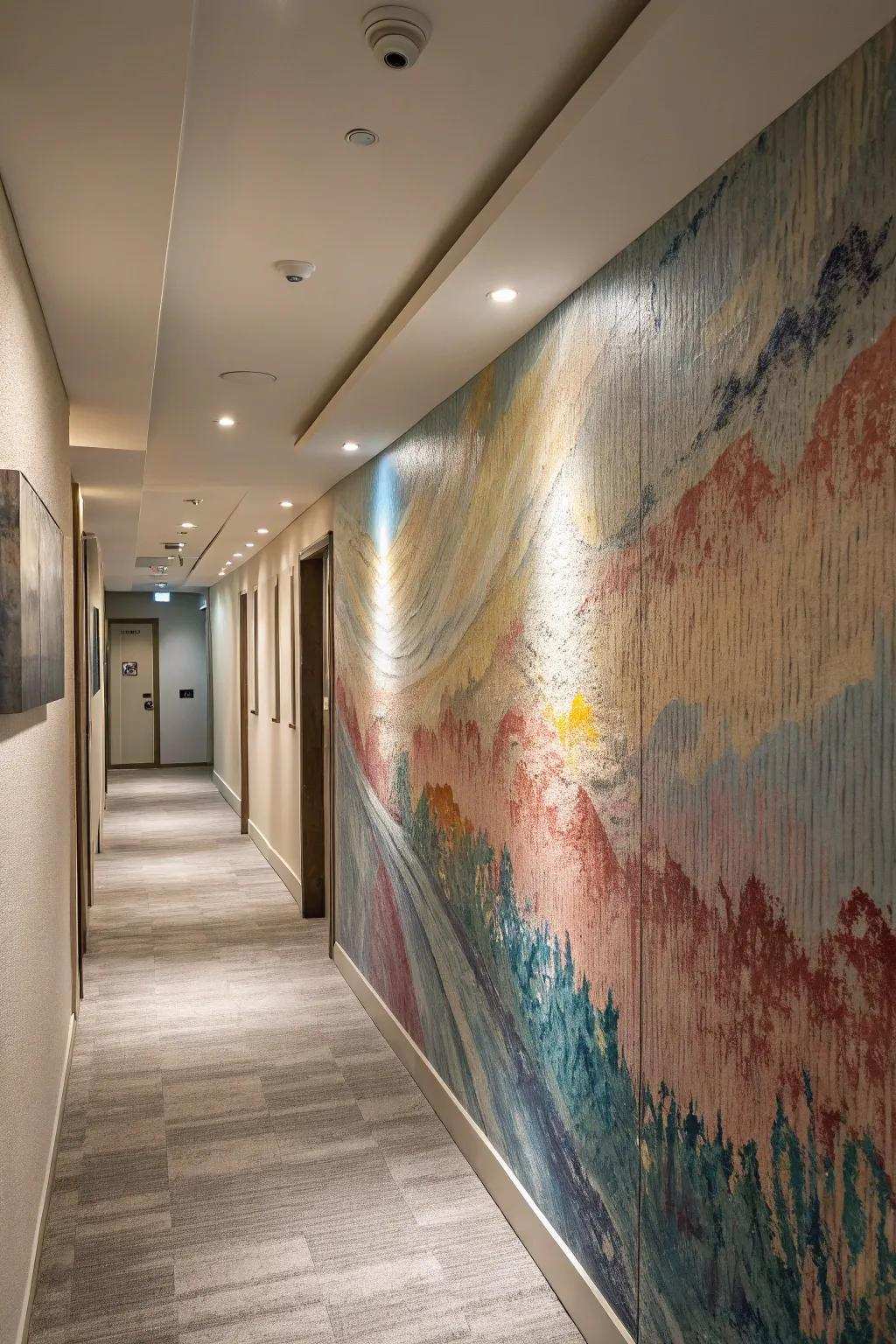 Textured illusion incorporates dimension and intrigue to any wall.