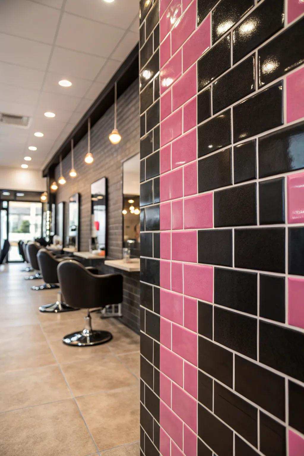 Textured squares contribute depth and interest to the area.