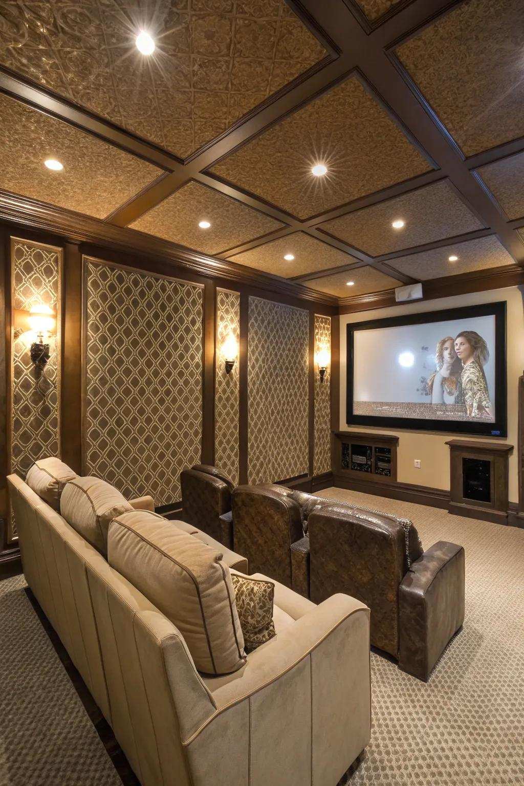 Textured walls improving both looks and acoustics.