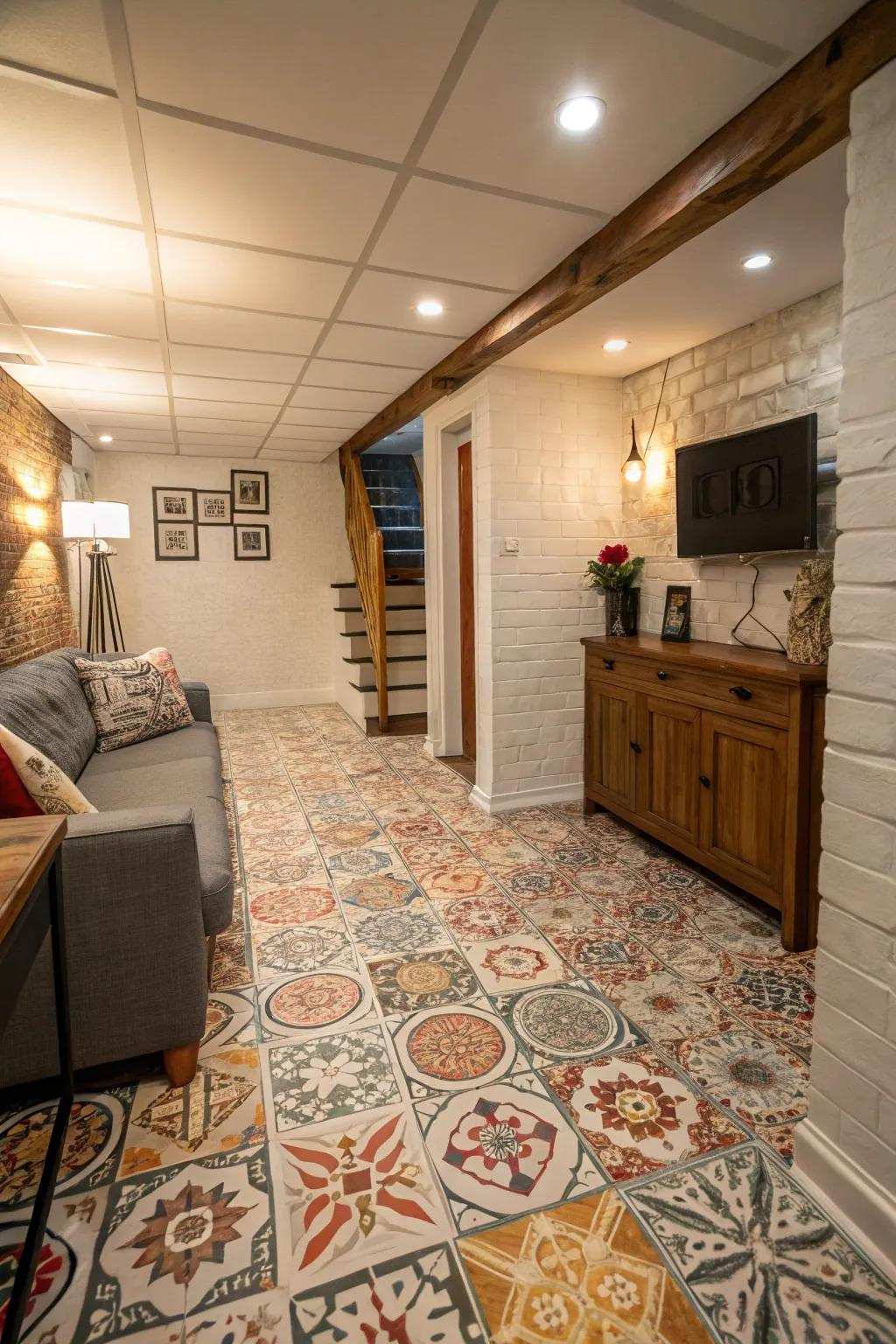 The appearance of your basement can be altered with unique flooring.