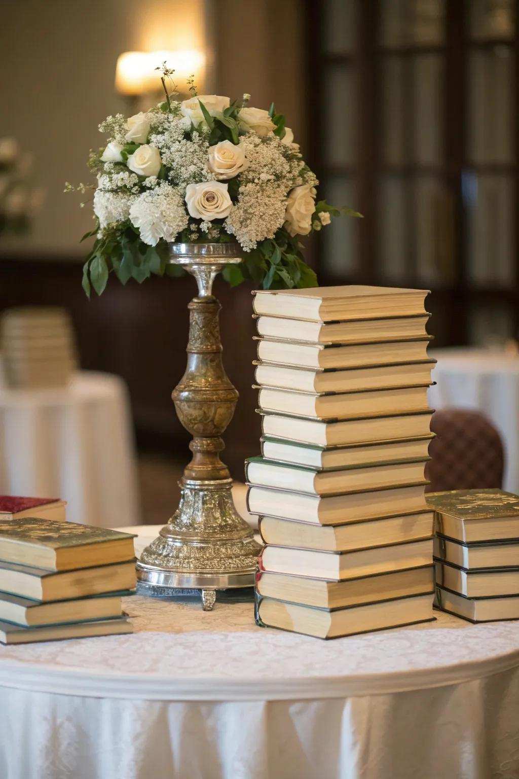 The presence of symmetrically arranged literary collections cultivates a perception of equilibrium and refinement.