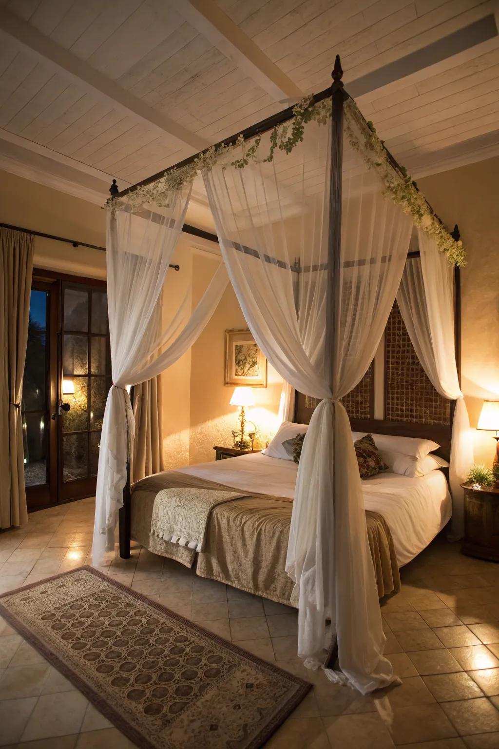 The romantic allure of draped beds.