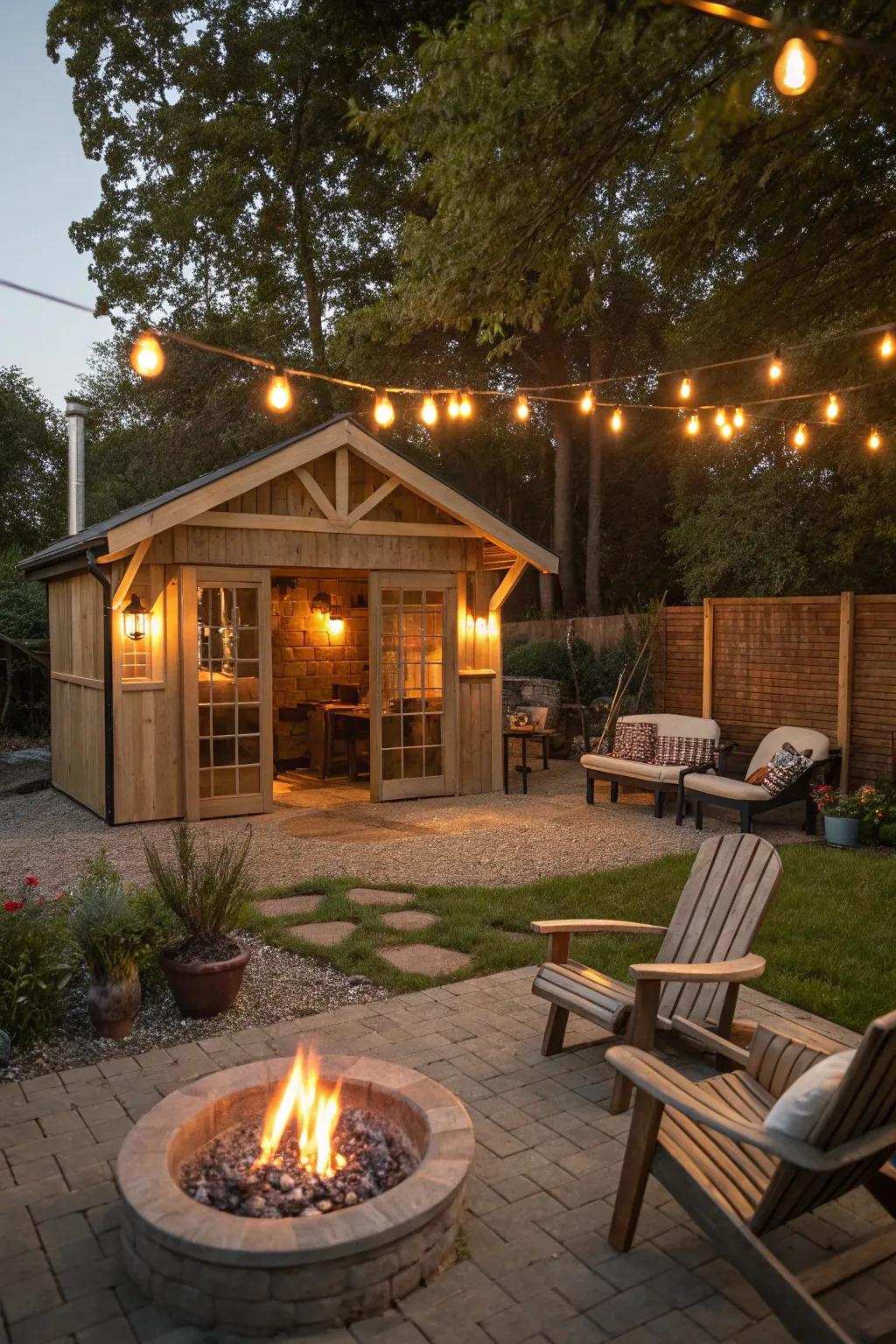 The ultimate hangout featuring a BBQ gazebo and fire pit.