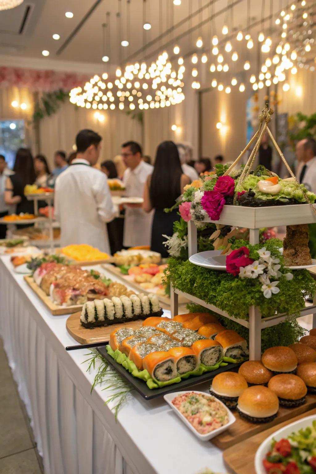 Themed food areas offer a diverse culinary experience.