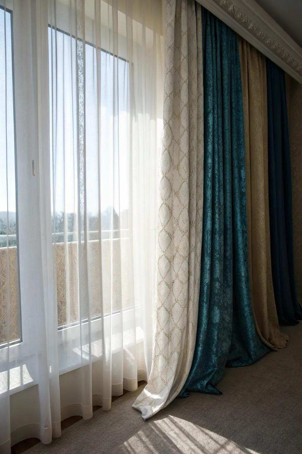 Tiered coverings inject volume and texture.