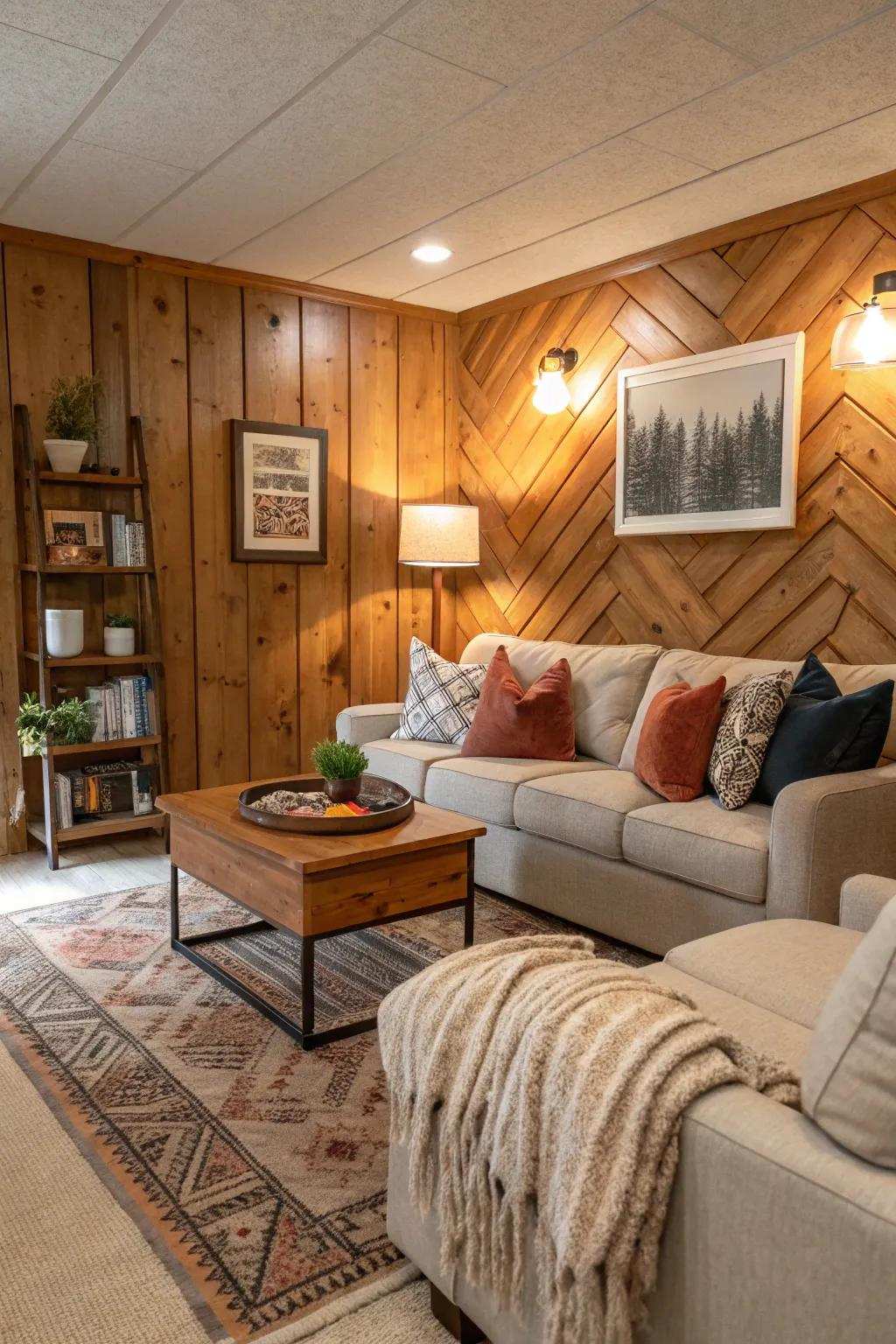 Timber finish introduces a comfortable atmosphere to this living area